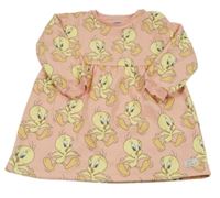 Růžové teplákové šaty s Tweetym 