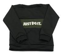 Černo-tmavokhaki mikina s nápisem 