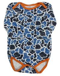 Bílo-modro-tmavomodro-oranžové vzorované body ZEEMAN