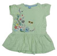 Světlezelená tunika s kytičkami a motýlkem a čmeláčkem Kiki&Koko