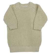 Smetanovo-zlaté melírované žebrované svetrové šaty 