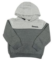 Tmavošedo-šedá melírovaná mikina s logem a kapucí Bench.