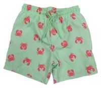 Světlezelené plážové kraťasy s kraby PRIMARK