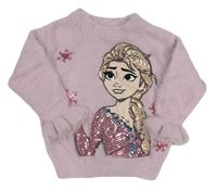 Lila chlupatý svetr s Frozen Disney