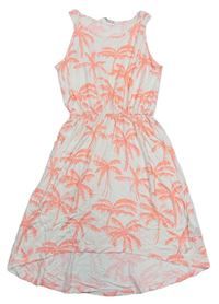 Bílo-růžové lehké šaty s palmami H&M