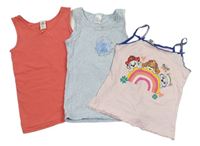 3x Růžová košilka s duhou Tlapková Patrola + Modrá košilka s Elsou + Růžová košilka Nickelodeon