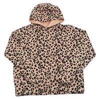 Růžová crop mikina s leopardím vzorem a kapucí M&S