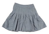 Modro-černo-bílá kostkovaná skládaná sukně New Look