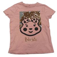 Starorůžové tričko s Blush a překlápěcími flitry George