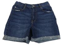 Tmavomodré riflové mid rise kraťasy Denim Co.
