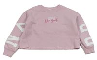 Růžová oversize mikina s nápisem a číslem River Island