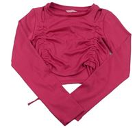 Fuchsiové žebrované crop triko s řasením a průstřihy Matalan