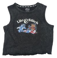 Černý žebrovaný crop top s Lilo a Stitchem Primark
