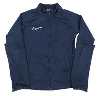 Tmavomodrá sportovní propínací funkční mikina s logem Nike