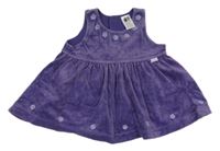 Fialové sametové šaty s výšivkami květů zn. Pumpkin patch