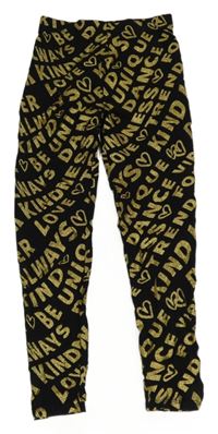 Černé legíny s nápisy a srdíčky George