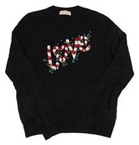 Černý lehký svetr s nápisem z flitrů Lipsy London