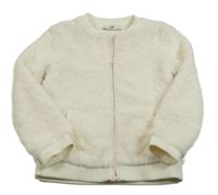 Krémová kožešinová podšitá propínací mikina se srdíčky C&A