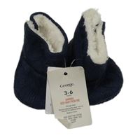 Nové - Tmavomodré pletené zateplené capáčky George vel. 17