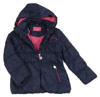 Tmavomodrá šusťáková zimní bunda s kapucí Outburst