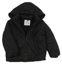 Černá prošívaná šusťáková zimní bunda s kapucí F&F