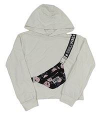 Bílá crop mikina s ledvinkou a kapucí Y.F.K.