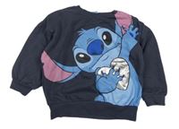 Tmavomodrá oversize mikina se Stitchem Tu