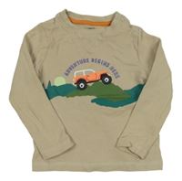 Béžové žebrované triko s jeepem M&S