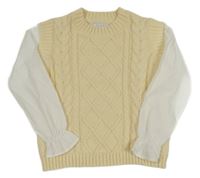Krémová svetrová vesta s halenkovými rukávy Primark