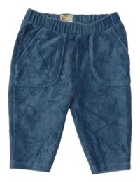 Tmavomodré žebrované sametové tepláky