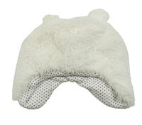 Bílá kožešinová ušanka s oušky