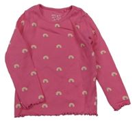 Tmavorůžové žebrované triko s duhami Next