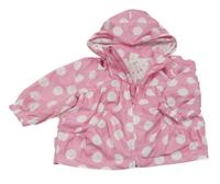 Růžová puntíkatá šusťáková jarní bunda s kapucí H&M