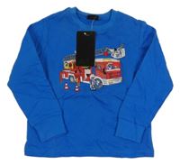Nové - Safírová mikina s hasičským autem