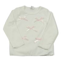 Smetanové žebrované triko s mašlemi