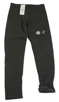 Nové - Tmavošedé melírované zateplené legíny F&F