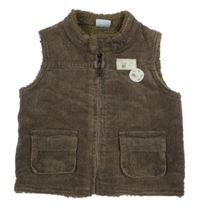 Hnědá manšestrová zateplená vesta s nášivkami Cherokee