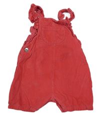 Jahodový manšestrový kraťasový overal s volánky F&F