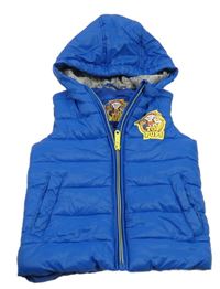 Modrá prošívaná šusťáková zateplená vesta s Paw Patrol a kapucí C&A