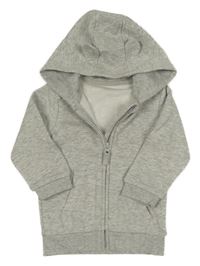 Šedá melírovaná propínací mikina s kapucí s oušky George