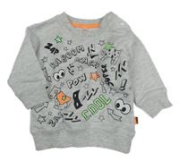 Šedá melírovaná  mikina s nápisy a psy Zeeman