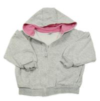 Šedá melírovaná propínací oversize mikina s kapucí Tu