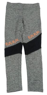 Šedo-černé sportovní legíny s nápisem