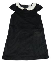 Černé plyšové šaty s límečkem