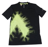 Černo-neonově žluté sportovní funkční tričko s potiskem Adidas