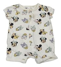 Smetanový bavlněný kraťasový overal s Minnie a Daisy H&M