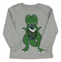 Šedé melírované triko s dinosaurem Carter's