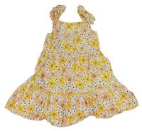 Bílo-růžovo-žluté květované lehké šaty Primark