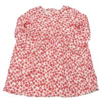 Růžovo-bílé květované žebrované šaty George