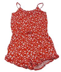 Červeno-bílý květovaný kraťasový overal H&M